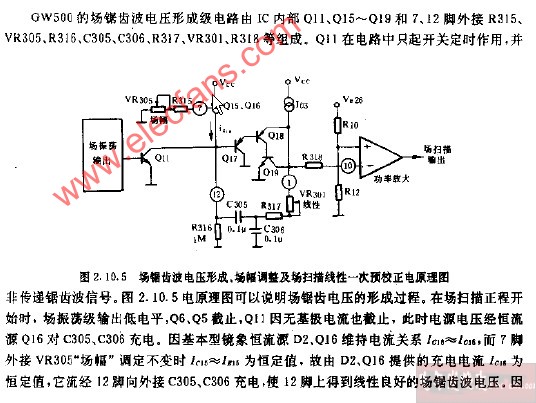 场锯齿波电压形成级与场线性校正电路图