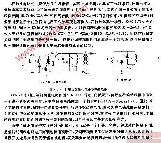 行输出级简化电路与等效电路图