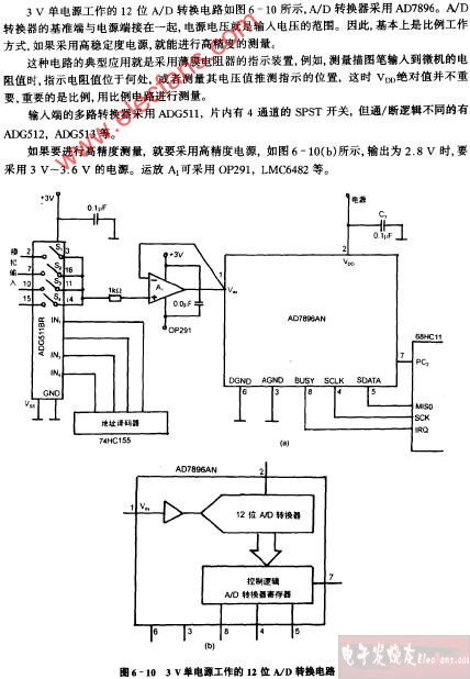 3V单电源工作的12位AD转换电路图