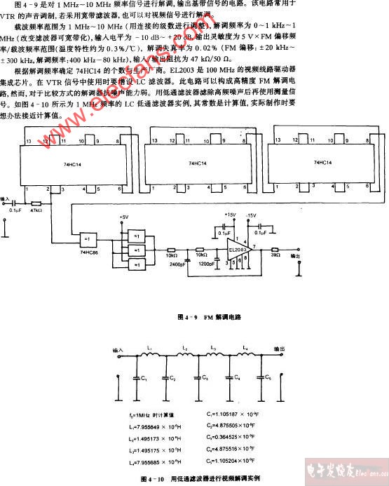 用低通滤波器进行视频解调实例电路图