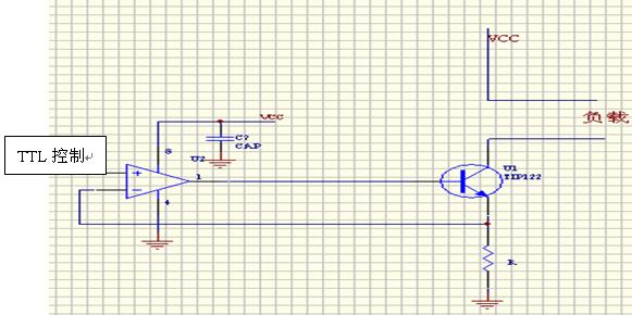TTL控制电路和TIP122三极管组成的负载驱动电路