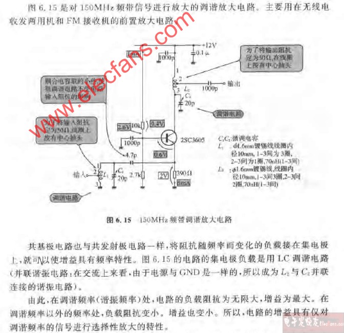 150MHz频带调谐放大电路图