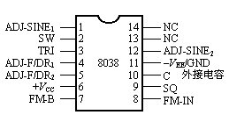 集成函数发生器8038的工作原理,8038管脚图