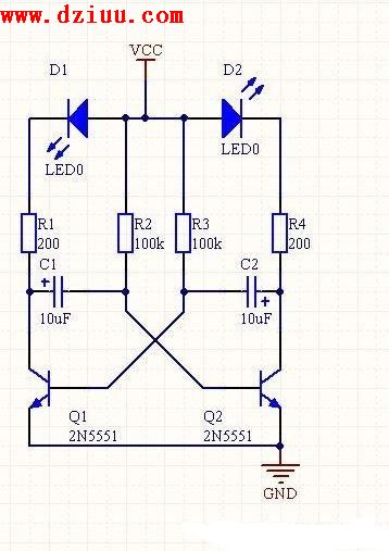 LED闪烁（闪光灯）电路图