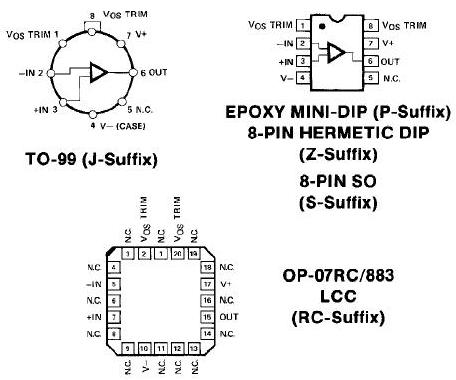 op07引脚图及应用电路 管脚及代换元件介绍