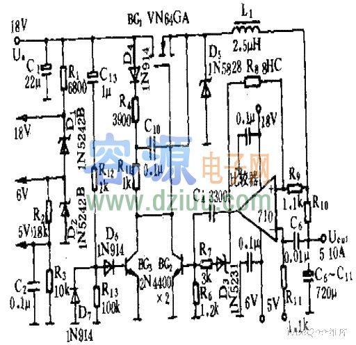 5V－10V－10A的VMOS开关电源电路