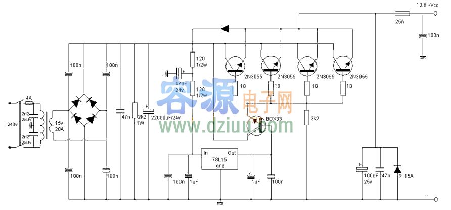 7812大电流稳压电源电路