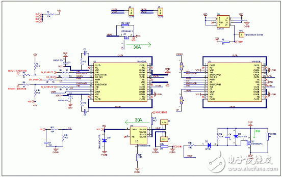 马达驱动评估板STEVAL-VNH5019A主要特性,电路图