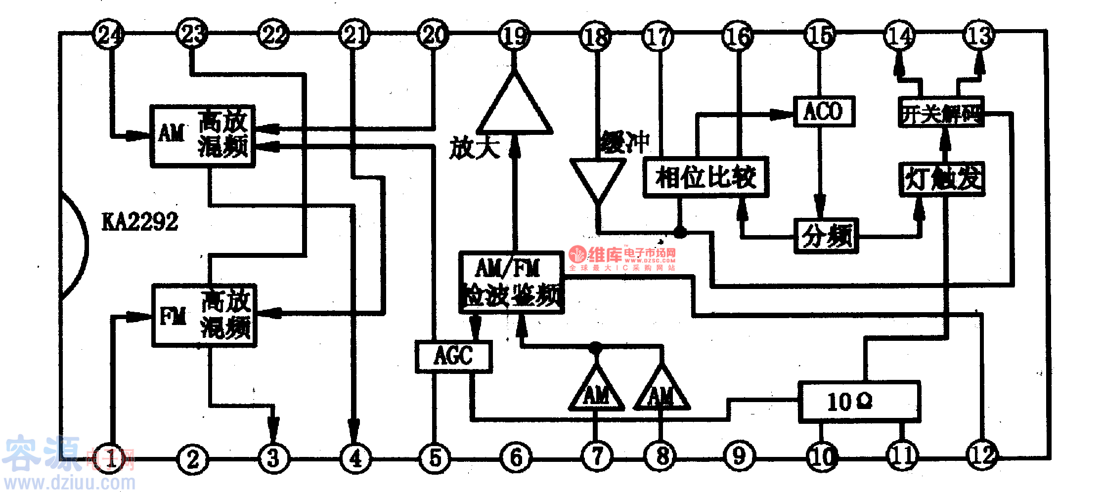 KA2292-单片立体声收音集成电路图