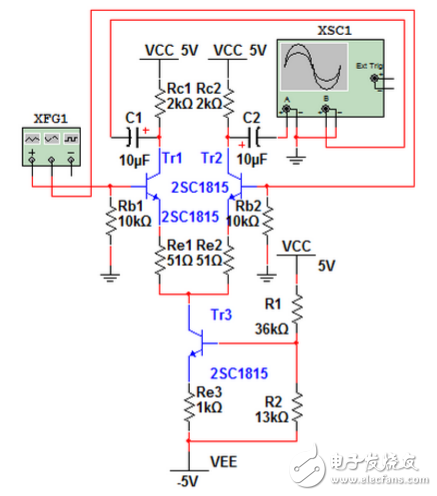 2sc1815三极管差动放大器