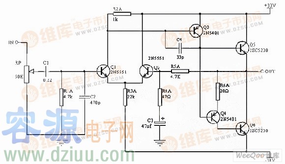 50W晶体管功放电路图