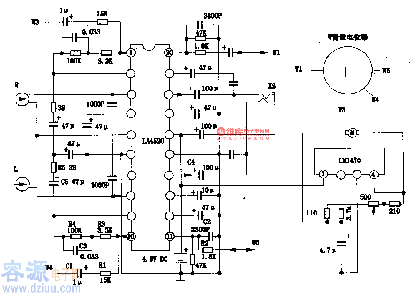 LA4520-单片立体声放音柒成电路图