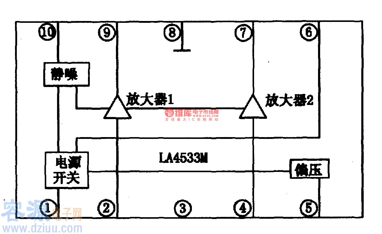 LA4533M-双声道音频功放集成电路图