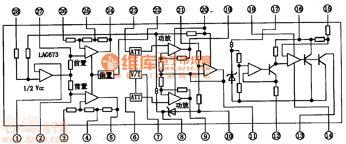  LAC673集成块的内电路方框圈