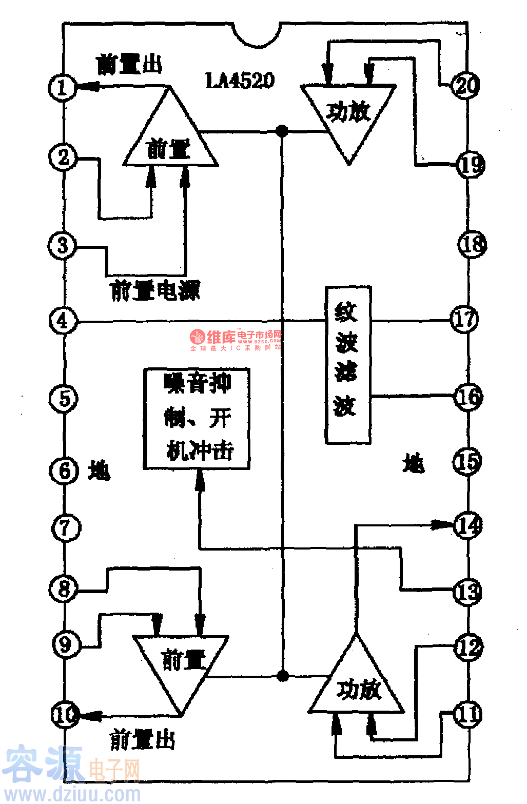 LA4520-单片立体声放音柒成电路图