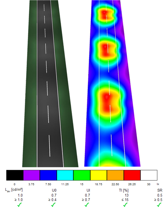 Street lighting simulation