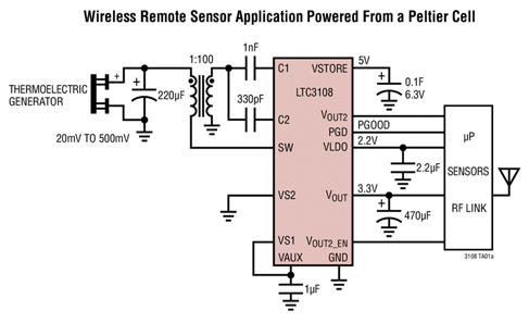 LTC3108 DC/DC converter from Linear Technology