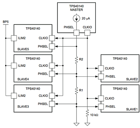 Image of twelve-phase configuration using six TPS40140 devices