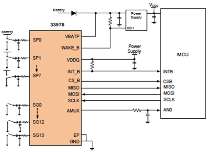 Connecting multiple switches to the host SPI port via Freescale's MC34978.