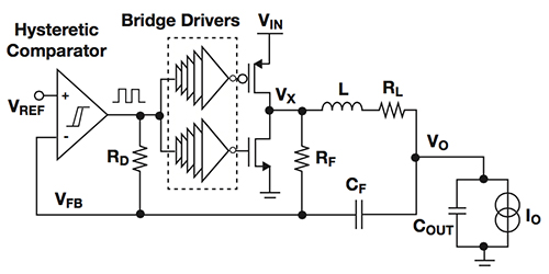 Circuit diagram for a hysteretic power controller