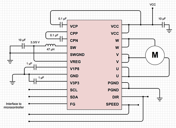 Texas Instruments 的 DRV10983 原理图