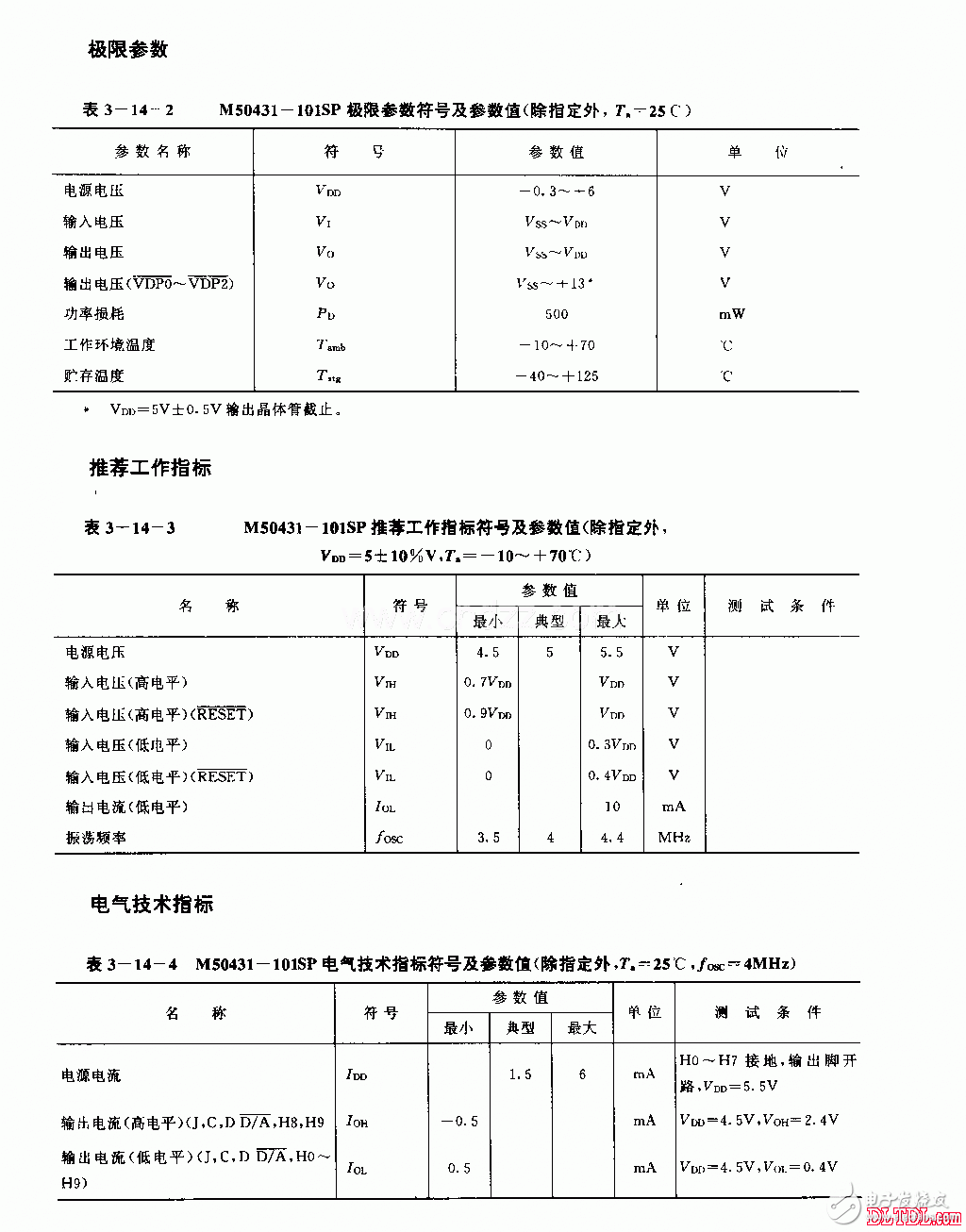 关于电视机红外线遥控接收电路（M50431-101SP）