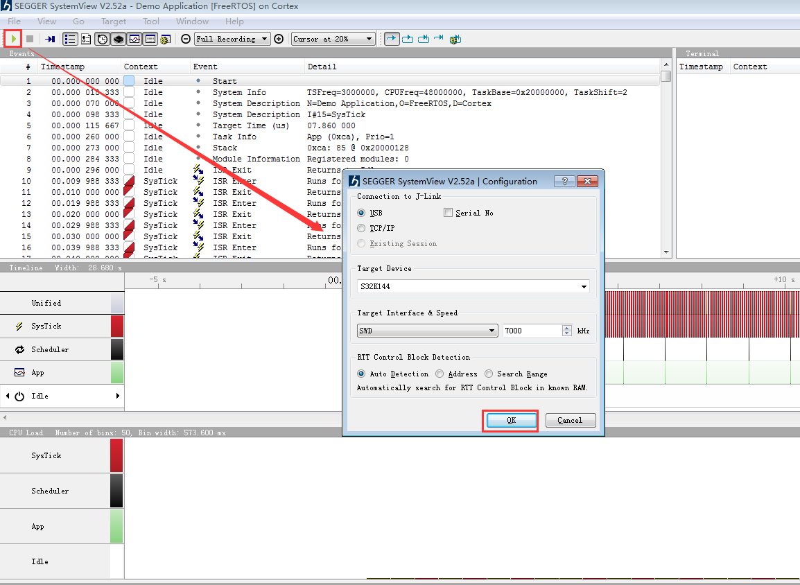 S32DS中使用SystemView分析FreeRTOS