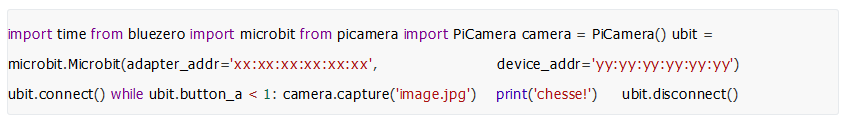 microbit使用蓝牙控制树莓派摄像头拍照