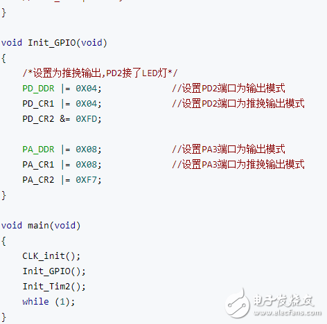 采用STM8S内部时钟产生PWM（TIM2）