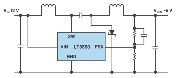 Example of a circuit for a Ćuk regulator with an LT8330