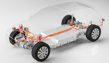 electric vehicle batter with transparent car body