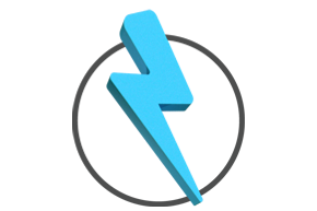 3D blue lighting bolt icon