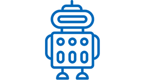 Blue icon of toy robot